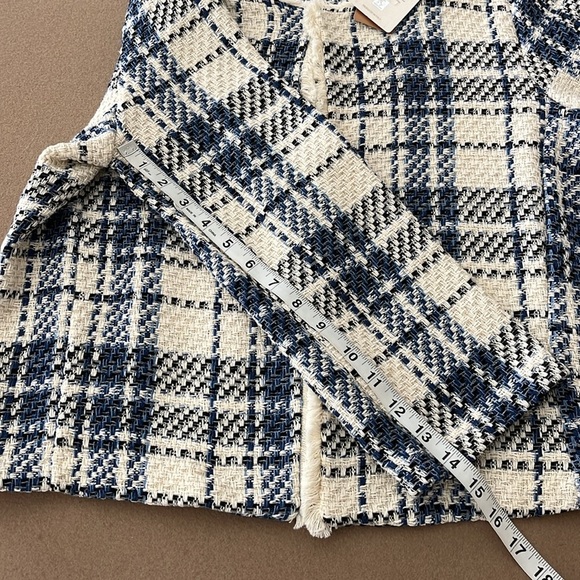 SUZY D LONDON GIO SHORT FRINGE JACKET - Blue Check- XL - Picture 10 of 12